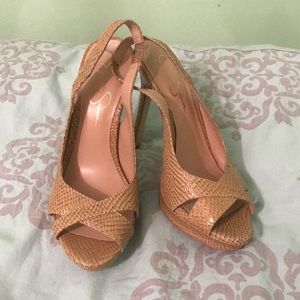 Jessica Simpson nude snakeskin heels!!